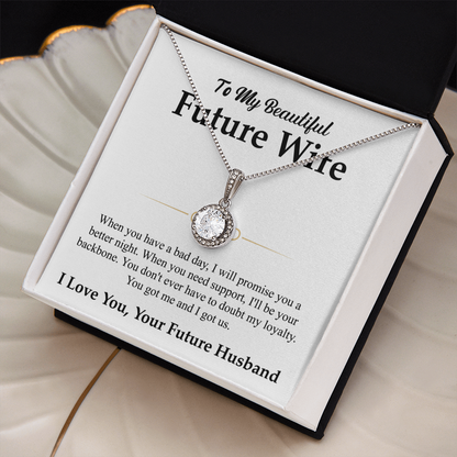 To My Beautiful Future Wife Necklace, Eternal Hope Pendant with Message Card