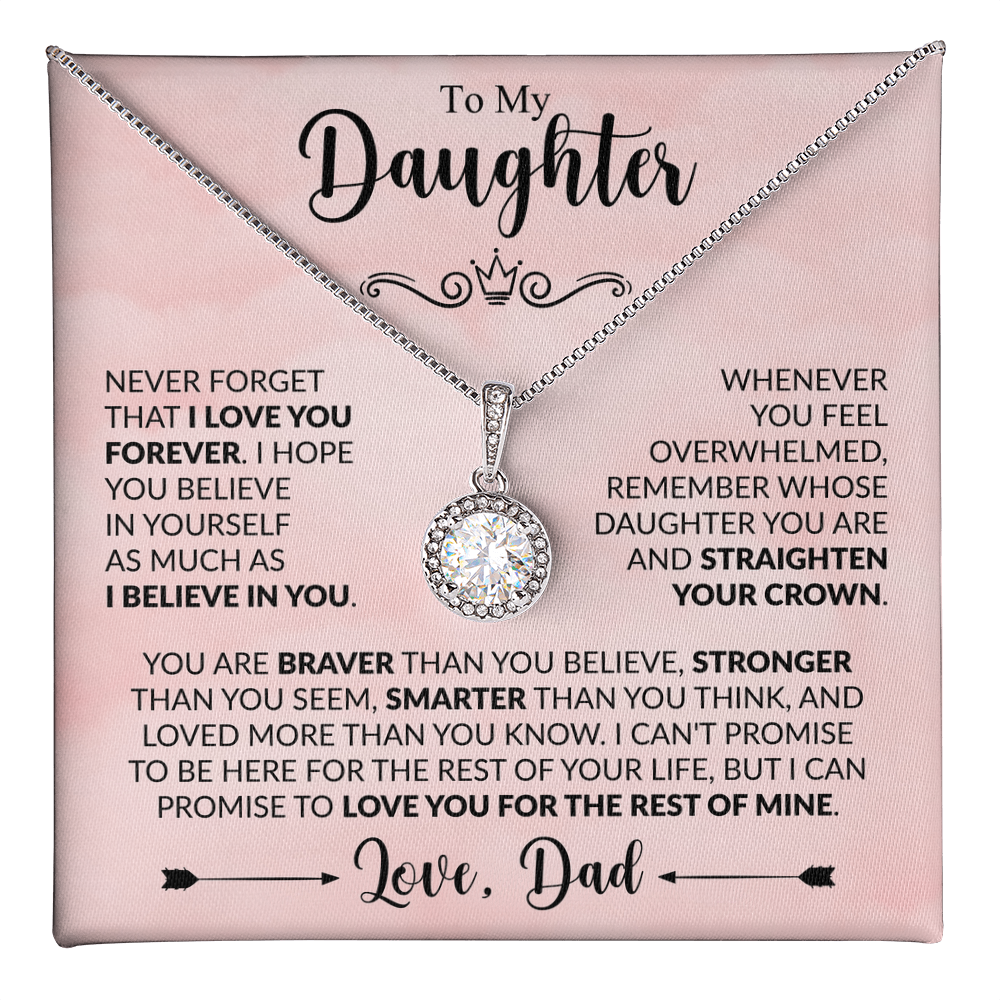 To My Daughter Necklace from Dad, Eternal Hope Pendant with Message Card