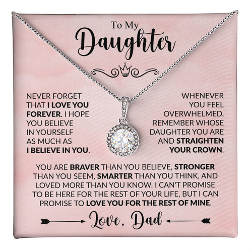 To My Daughter Necklace from Dad, Eternal Hope Pendant with Message Card