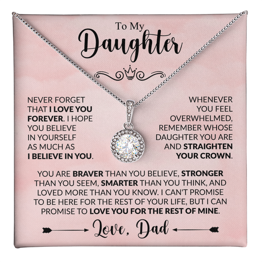 To My Daughter Necklace from Dad, Eternal Hope Pendant with Message Card