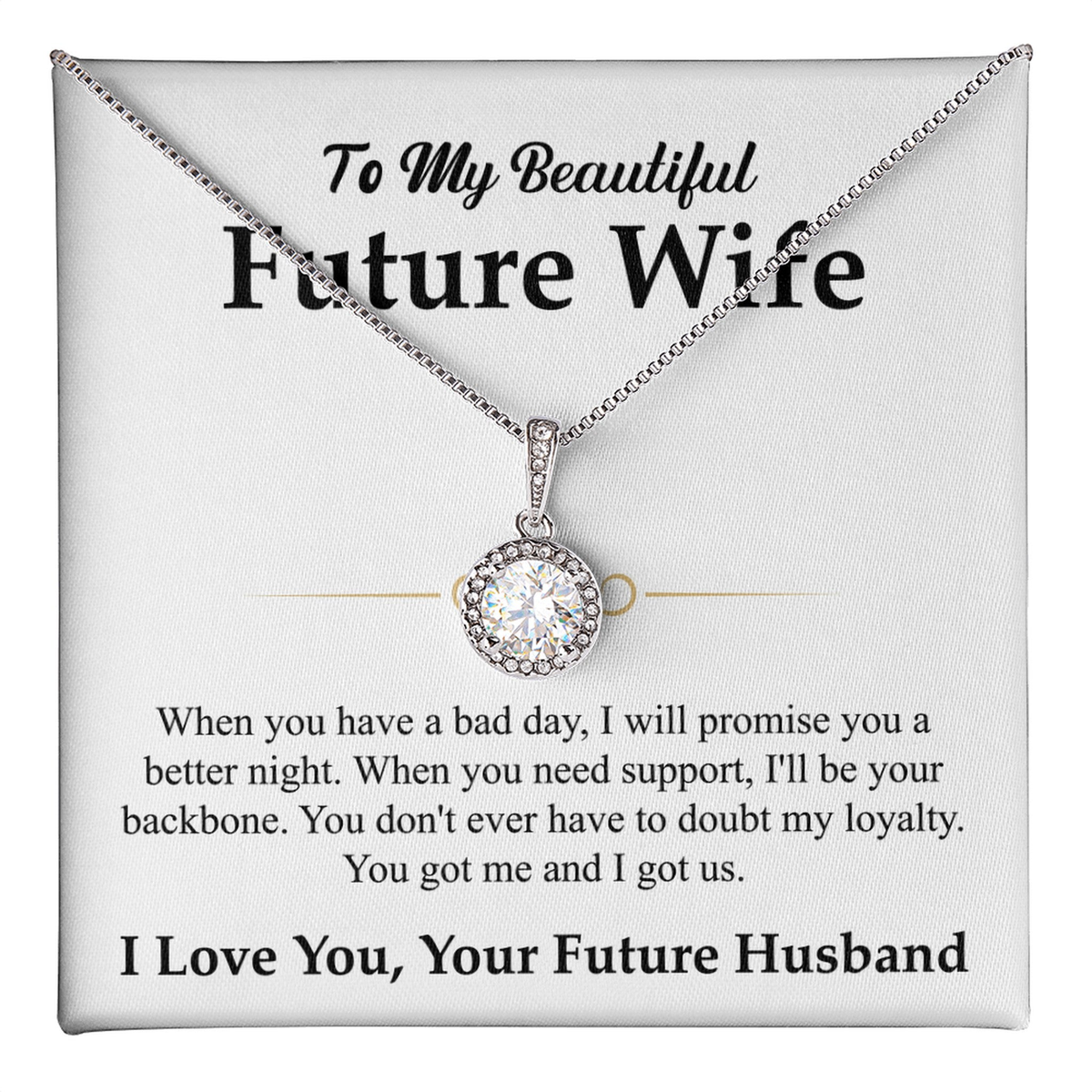 To My Beautiful Future Wife Necklace, Eternal Hope Pendant with Message Card