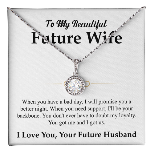 To My Beautiful Future Wife Necklace, Eternal Hope Pendant with Message Card