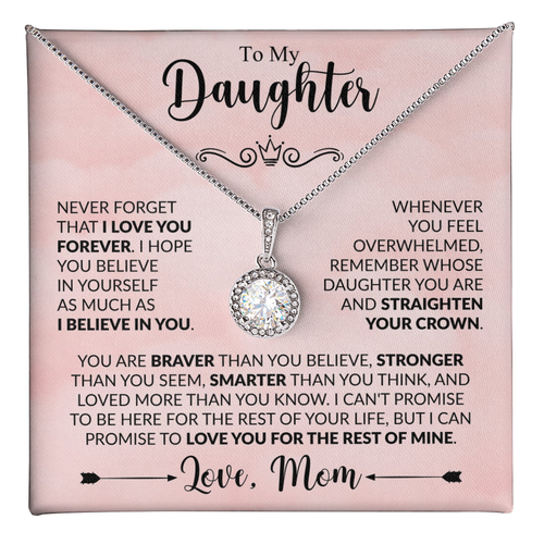 To My Daughter Necklace from Mom, Eternal Hope Pendant with Message Card