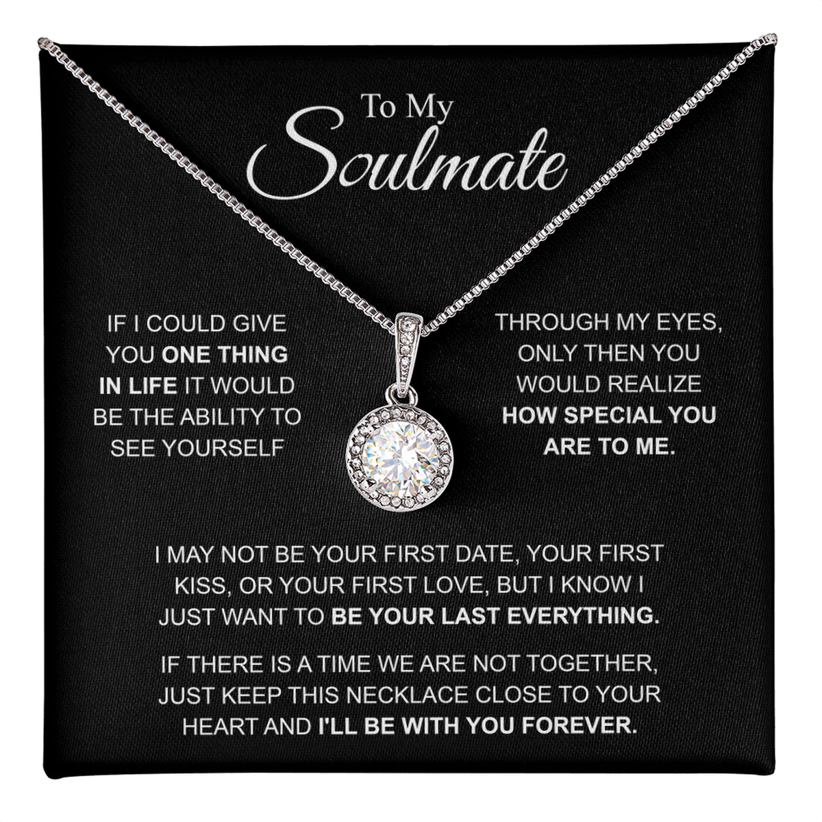 To My Soulmate Necklace, Eternal Hope Pendant with Message Card, I'll Be With You Forever