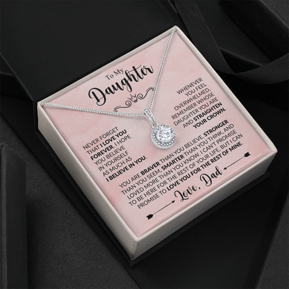 To My Daughter Necklace from Dad, Eternal Hope Pendant with Message Card