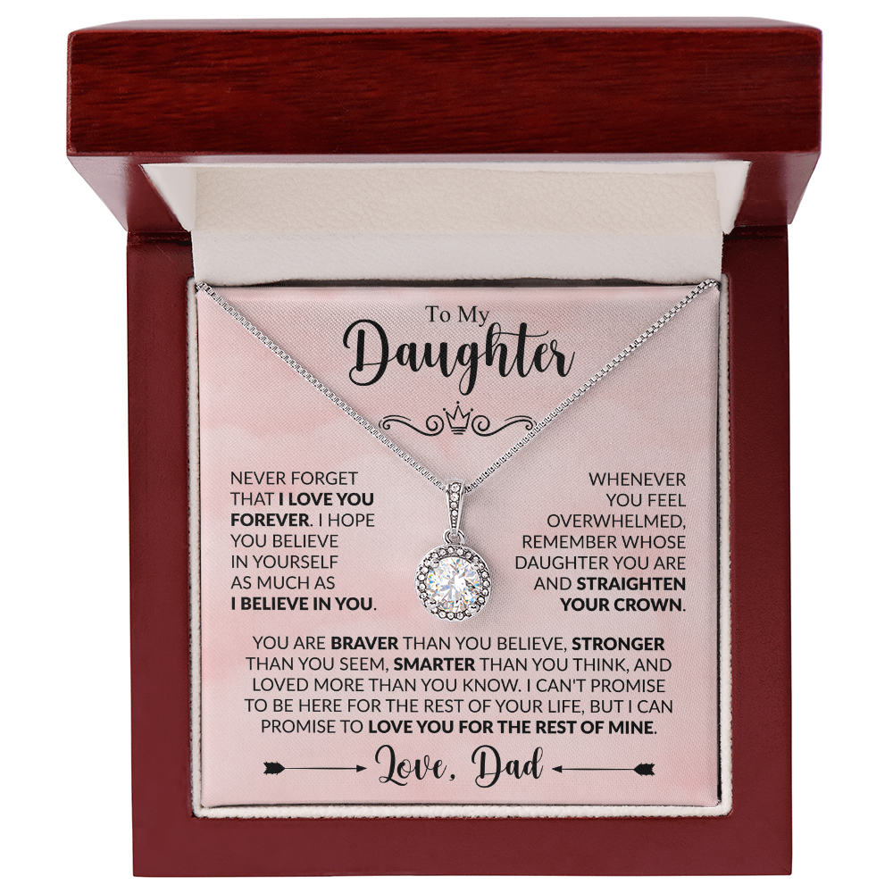 To My Daughter Necklace from Dad, Eternal Hope Pendant with Message Card