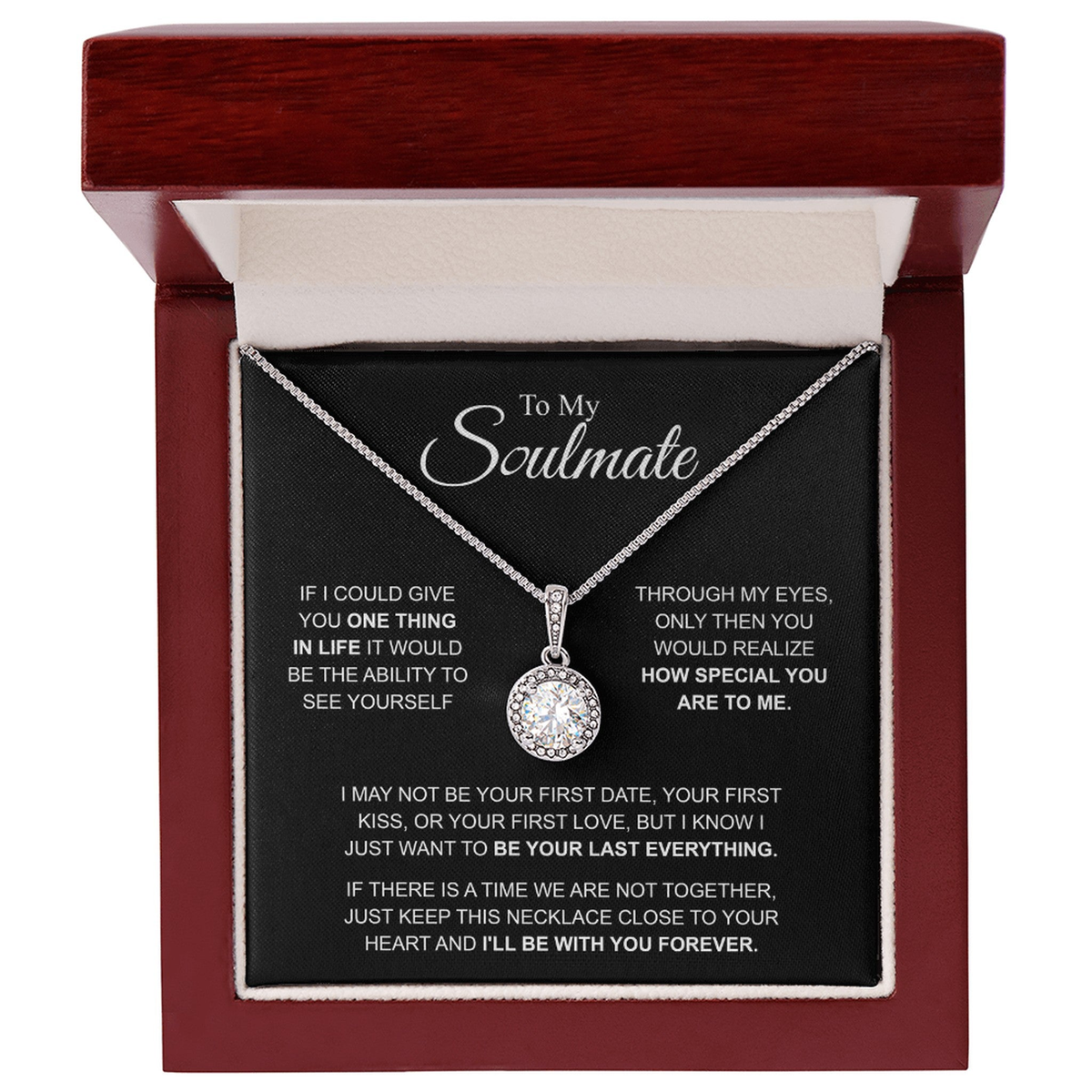 To My Soulmate Necklace, Eternal Hope Pendant with Message Card, I'll Be With You Forever