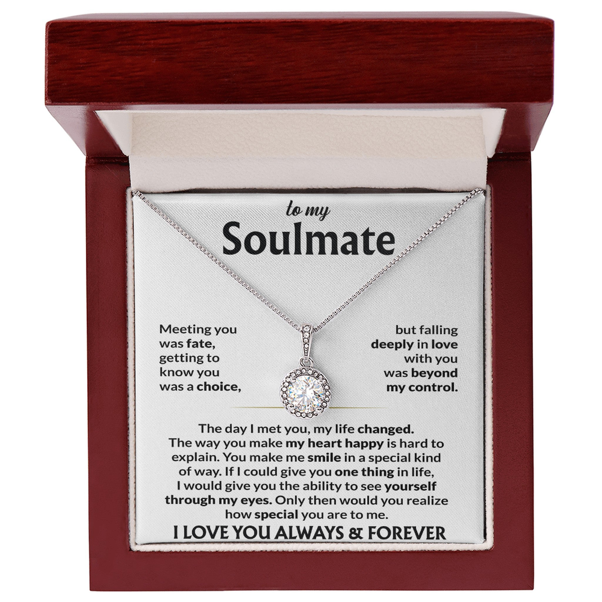 To My Soulmate Necklace, Eternal Hope Pendant with Message Card, Meeting You