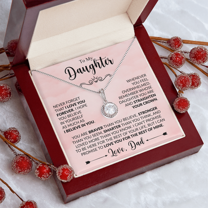 To My Daughter Necklace from Dad, Eternal Hope Pendant with Message Card
