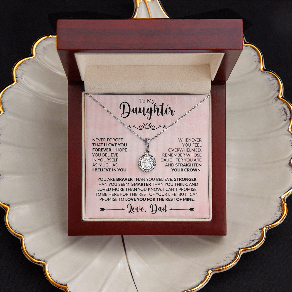 To My Daughter Necklace from Dad, Eternal Hope Pendant with Message Card