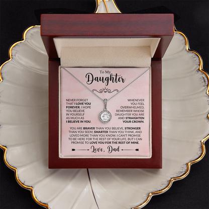 To My Daughter Necklace from Dad, Eternal Hope Pendant with Message Card
