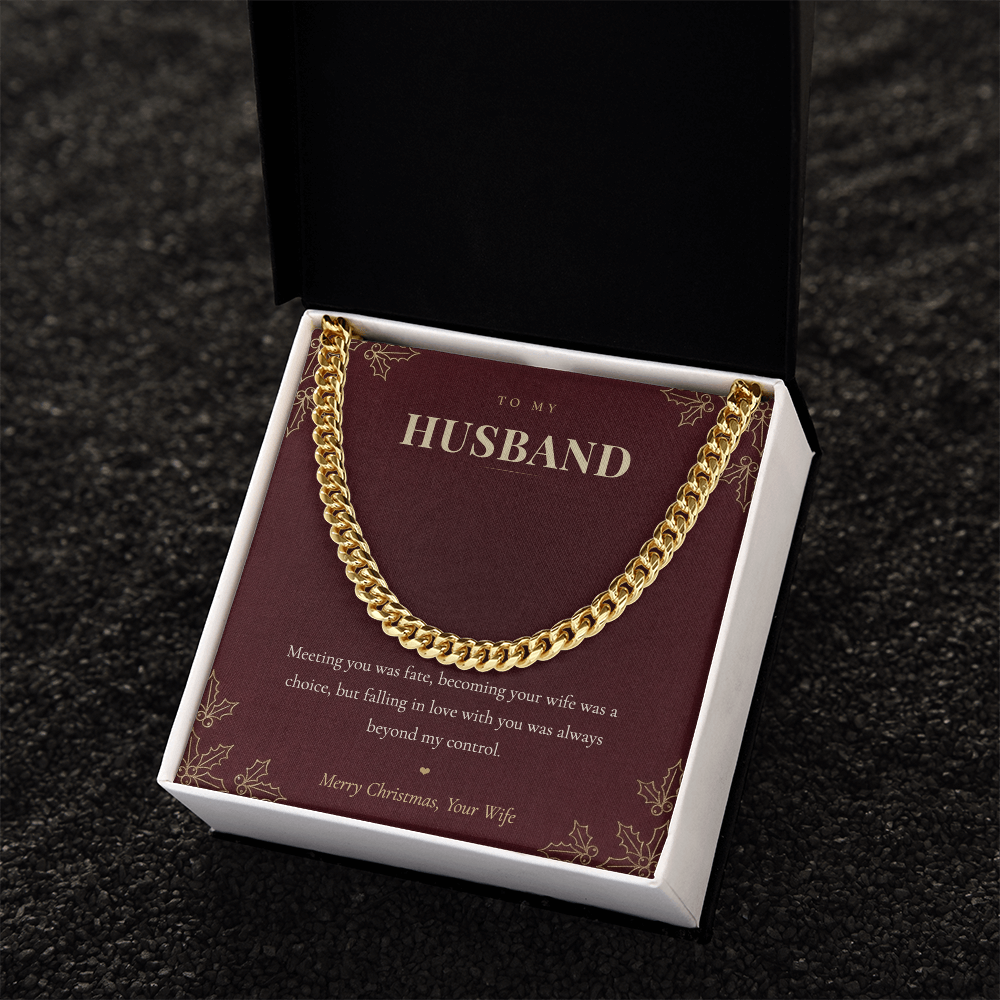 To My Husband Necklace from Wife, Cuban Link Chain with Christmas Message Card, Christmas Gift for Husband, Mens Necklace