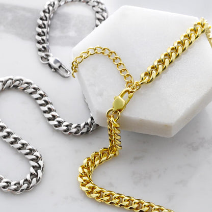 Ketting voor mijn zoon van mama, Cubaanse schakelketting met wenskaart, verjaardags-, afstudeer- of kerstcadeau voor zoon van moeder, herenketting