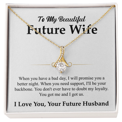 To My Beautiful Future Wife Necklace, Alluring Beauty Pendant with Message Card
