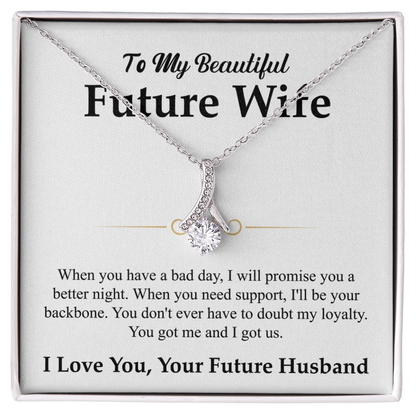 To My Beautiful Future Wife Necklace, Alluring Beauty Pendant with Message Card