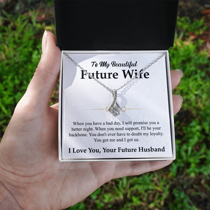 To My Beautiful Future Wife Necklace, Alluring Beauty Pendant with Message Card