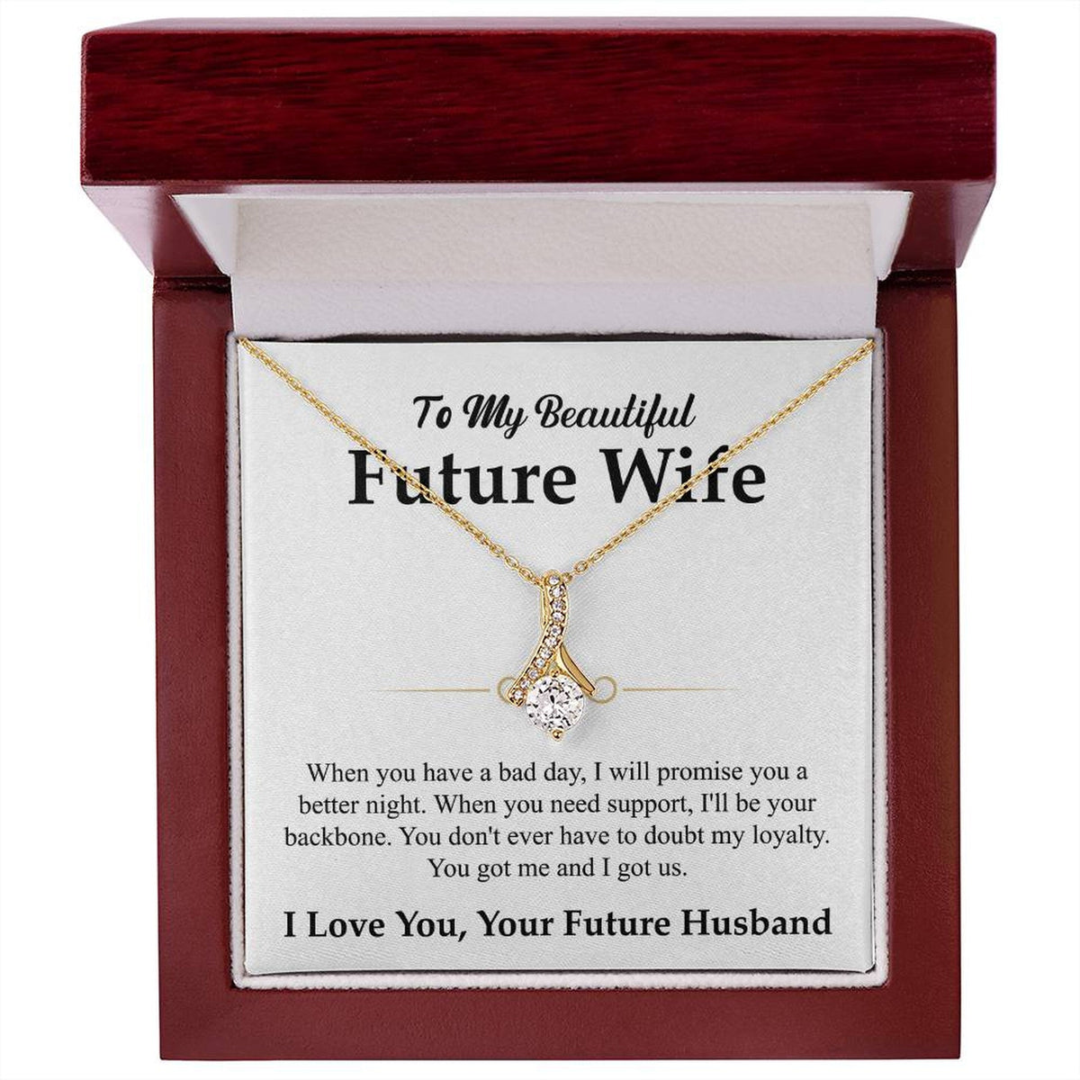 To My Beautiful Future Wife Necklace, Alluring Beauty Pendant with Message Card