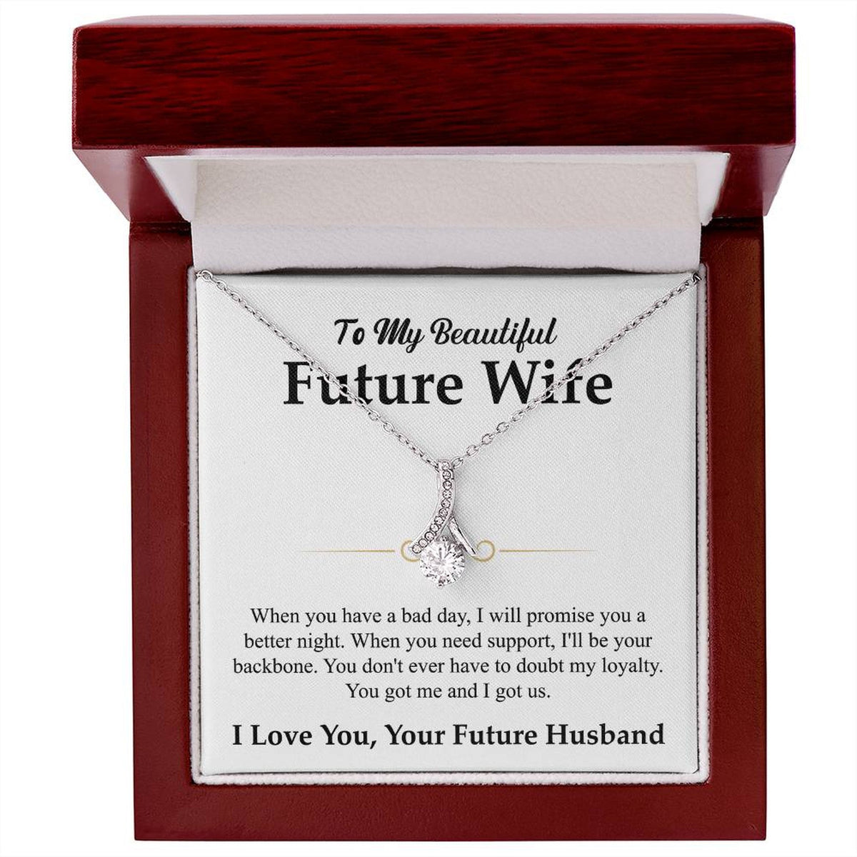 To My Beautiful Future Wife Necklace, Alluring Beauty Pendant with Message Card