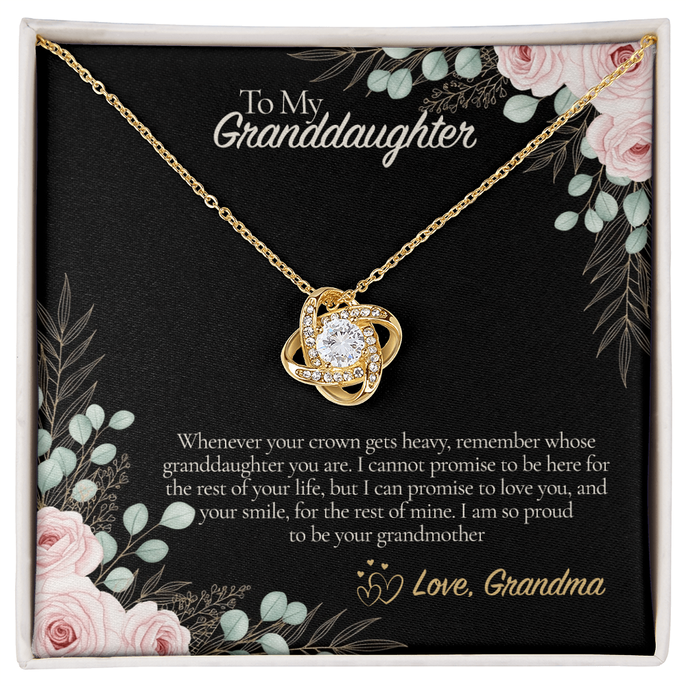 To My Granddaughter Necklace, Love Knot Pendant with Message Card, Birthday Graduation Christmas Gift for Granddaughter from Grandma
