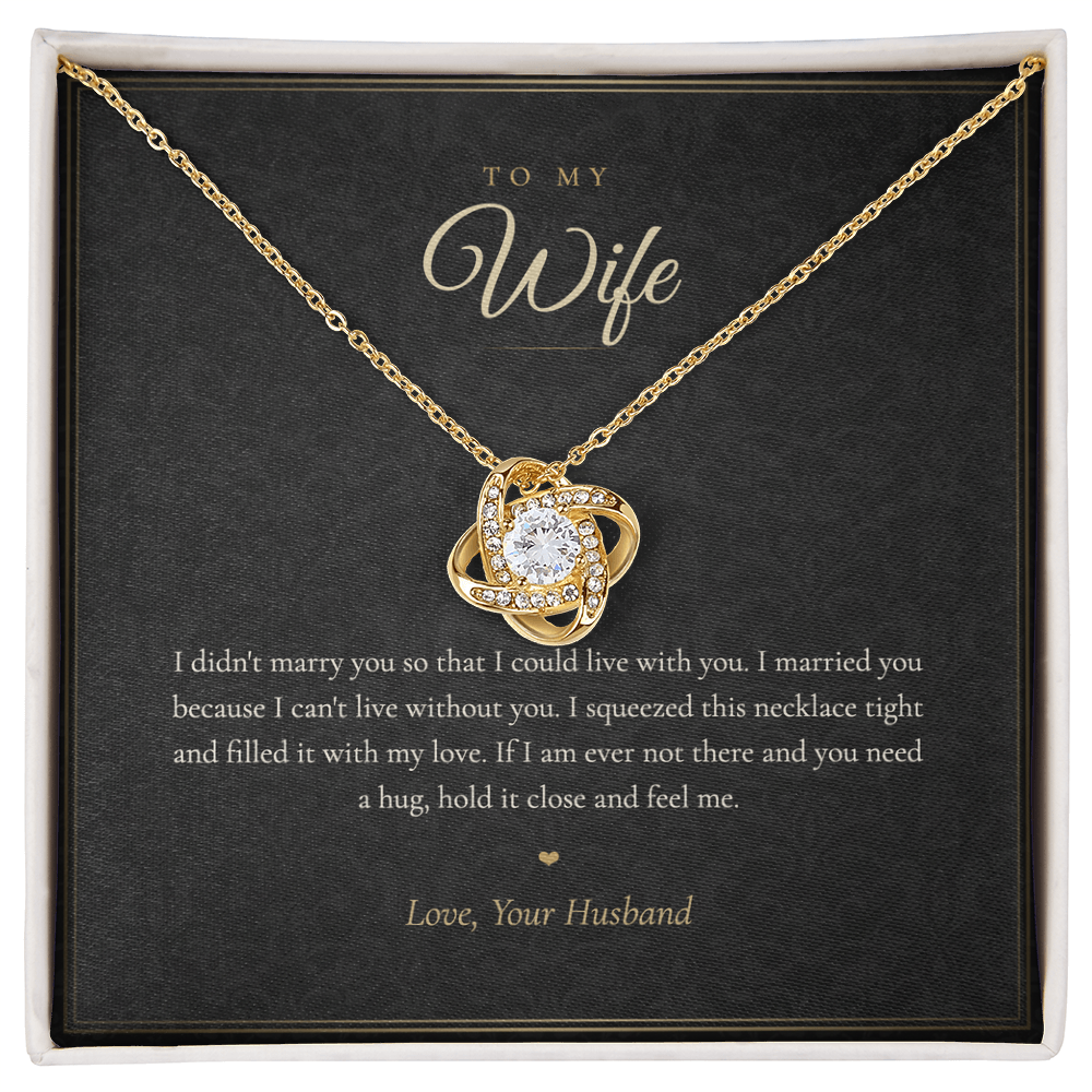 To My Wife Necklace from Husband, Love Knot Pendant with Message Card