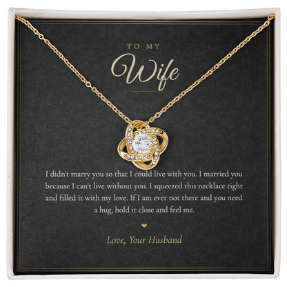 To My Wife Necklace from Husband, Love Knot Pendant with Message Card