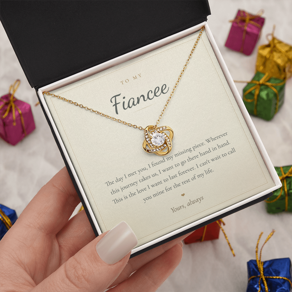 To My Fiancée Necklace, Love Knot Pendant with Message Card | Romantic Engagement Gift for Her, Future Wife Jewelry, Valentine's Day Gift