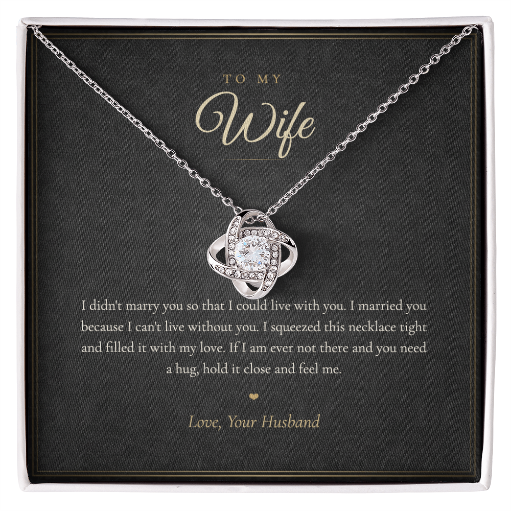 To My Wife Necklace from Husband, Love Knot Pendant with Message Card