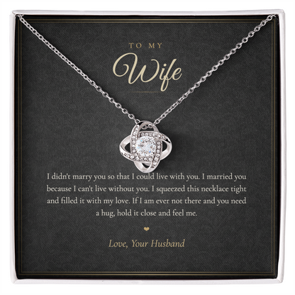 To My Wife Necklace from Husband, Love Knot Pendant with Message Card