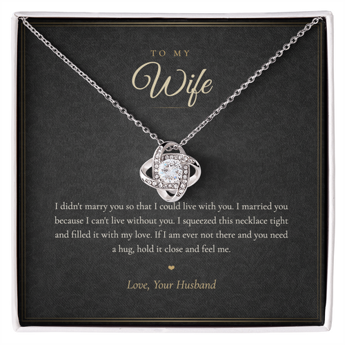 To My Wife Necklace from Husband, Love Knot Pendant with Message Card