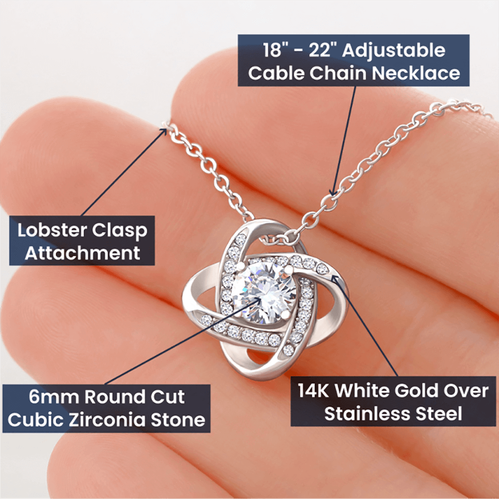 To My Granddaughter Necklace, Love Knot Pendant with Message Card, Birthday Graduation Christmas Gift for Granddaughter from Grandma
