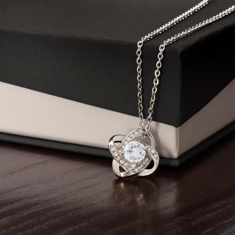 To My Big Sister Necklace, Love Knot Pendant with Message Card, Birthday Sisters Day Christmas Gift for Older Sister from Little Sister