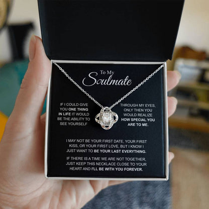 To My Soulmate Necklace, Love Knot Pendant with Message Card, I'll Be With You Forever