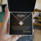 To My Daughter Necklace from Mom, Love Knot Pendant with Message Card, Sentimental Birthday Graduation Christmas Gift for Daughter