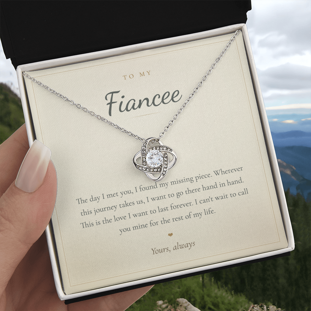 To My Fiancée Necklace, Love Knot Pendant with Message Card | Romantic Engagement Gift for Her, Future Wife Jewelry, Valentine's Day Gift