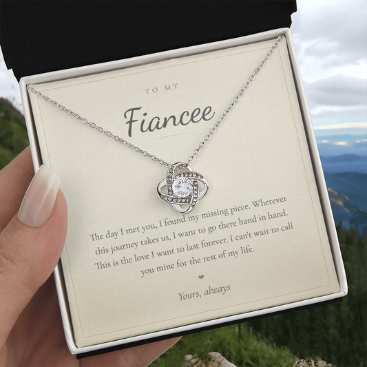 To My Fiancée Necklace, Love Knot Pendant with Message Card | Romantic Engagement Gift for Her, Future Wife Jewelry, Valentine's Day Gift