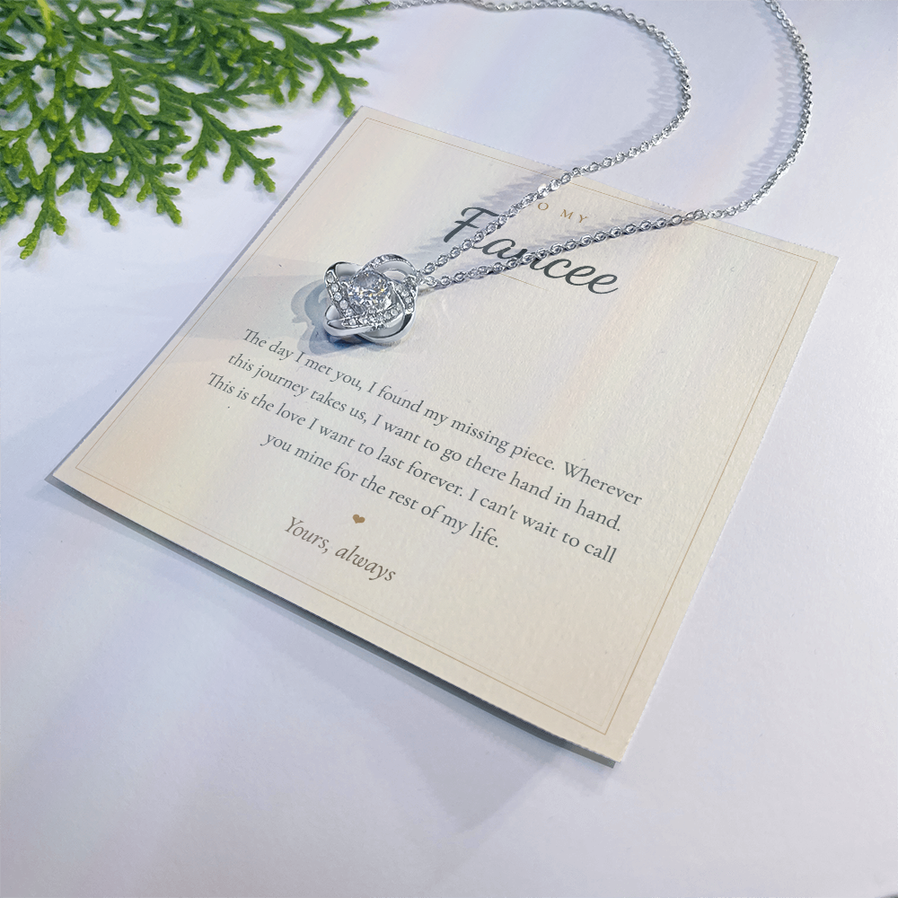 To My Fiancée Necklace, Love Knot Pendant with Message Card | Romantic Engagement Gift for Her, Future Wife Jewelry, Valentine's Day Gift