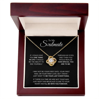 To My Soulmate Necklace, Love Knot Pendant with Message Card, I'll Be With You Forever