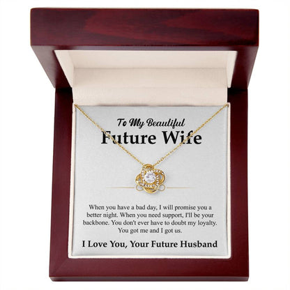 To My Beautiful Future Wife Necklace, Love Knot Pendant with Message Card