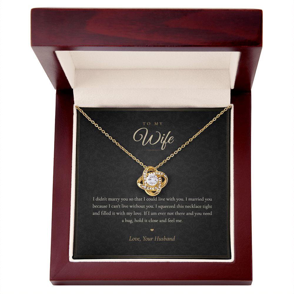 To My Wife Necklace from Husband, Love Knot Pendant with Message Card