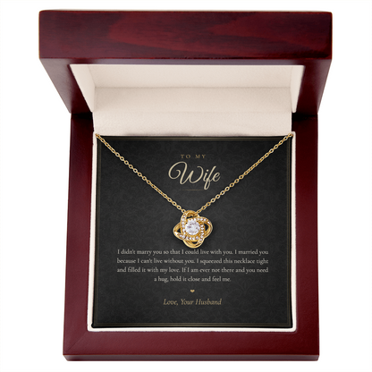 To My Wife Necklace from Husband, Love Knot Pendant with Message Card