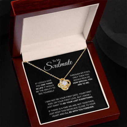 To My Soulmate Necklace, Love Knot Pendant with Message Card, I'll Be With You Forever