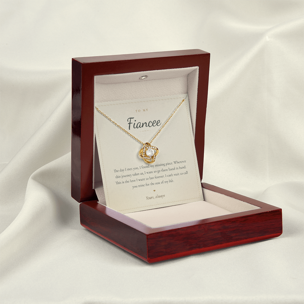 To My Fiancée Necklace, Love Knot Pendant with Message Card | Romantic Engagement Gift for Her, Future Wife Jewelry, Valentine's Day Gift
