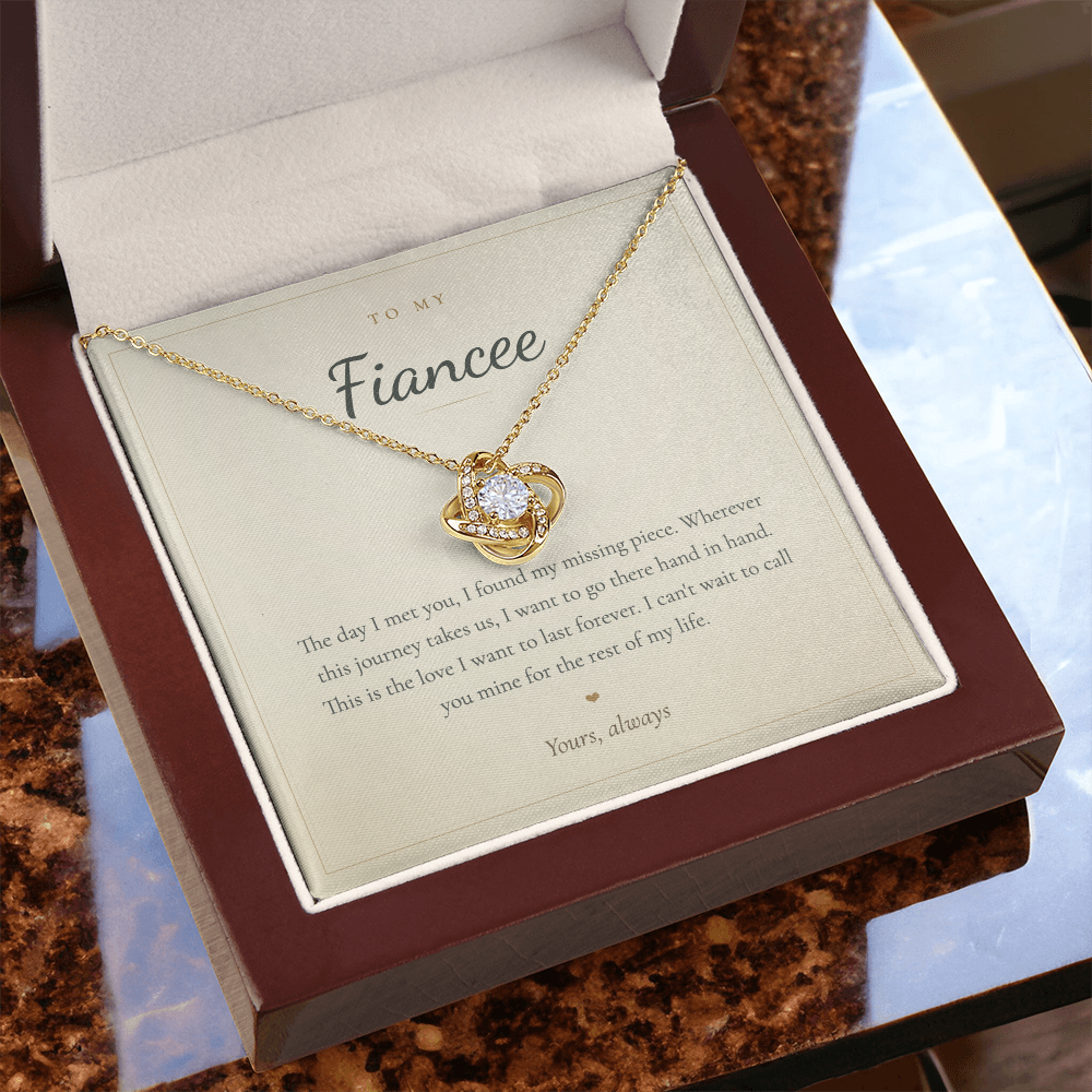 To My Fiancée Necklace, Love Knot Pendant with Message Card | Romantic Engagement Gift for Her, Future Wife Jewelry, Valentine's Day Gift