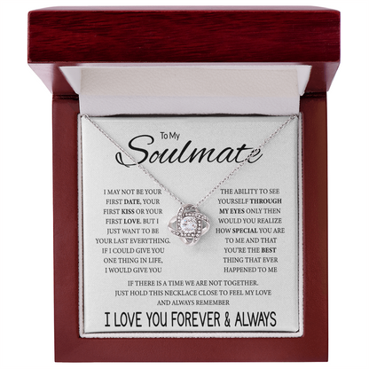 To My Soulmate Necklace, Love Knot Pendant with Message Card, Sentimental Anniversary Birthday Christmas Gift for Soulmate
