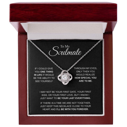 To My Soulmate Necklace, Love Knot Pendant with Message Card, I'll Be With You Forever