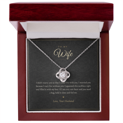 To My Wife Necklace from Husband, Love Knot Pendant with Message Card