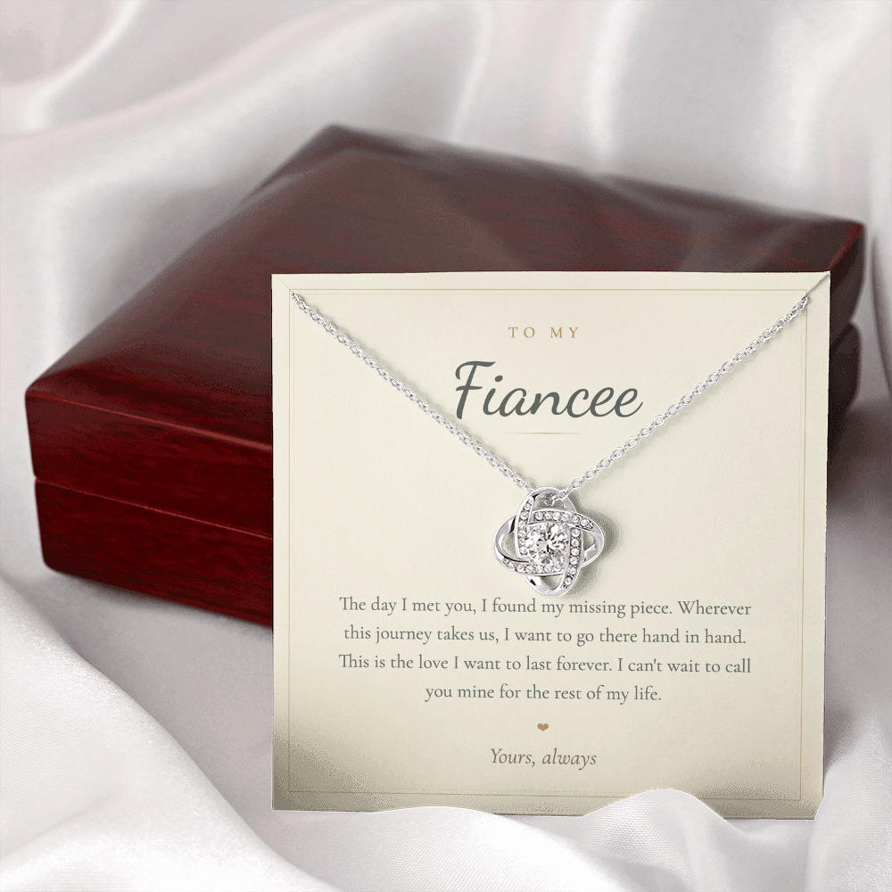 To My Fiancée Necklace, Love Knot Pendant with Message Card | Romantic Engagement Gift for Her, Future Wife Jewelry, Valentine's Day Gift