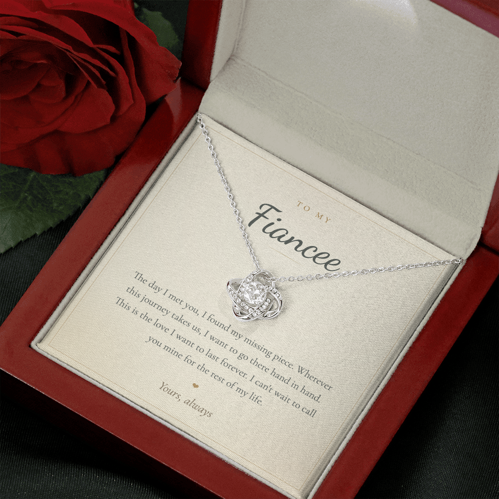 To My Fiancée Necklace, Love Knot Pendant with Message Card | Romantic Engagement Gift for Her, Future Wife Jewelry, Valentine's Day Gift