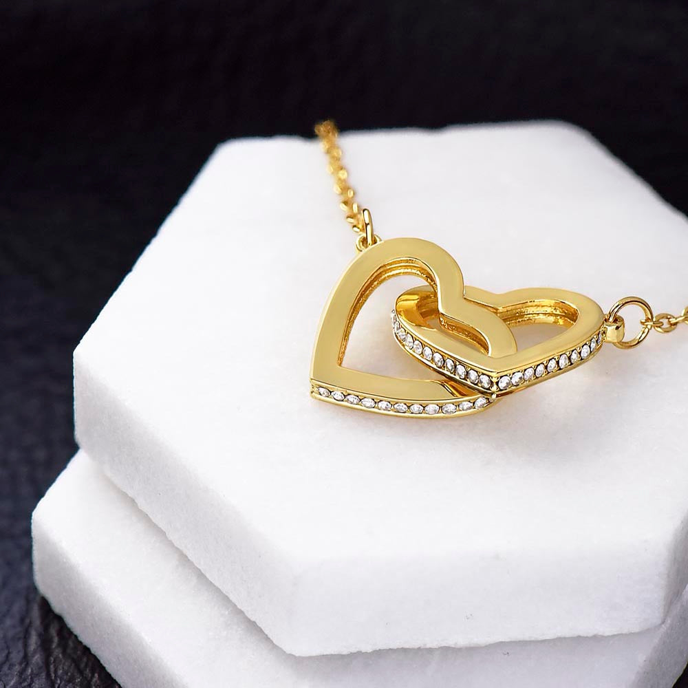 To My Bonus Daughter Necklace, Interlocking Hearts with Message Card