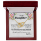 To My Daughter Necklace from Mom, Interlocking Hearts with Message Card, Sentimental Birthday Christmas Proud of You Gift for Daughter